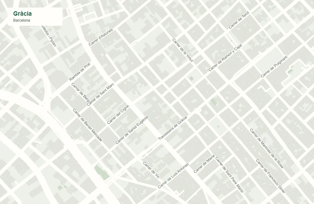 Street map of Gràcia, Barcelona